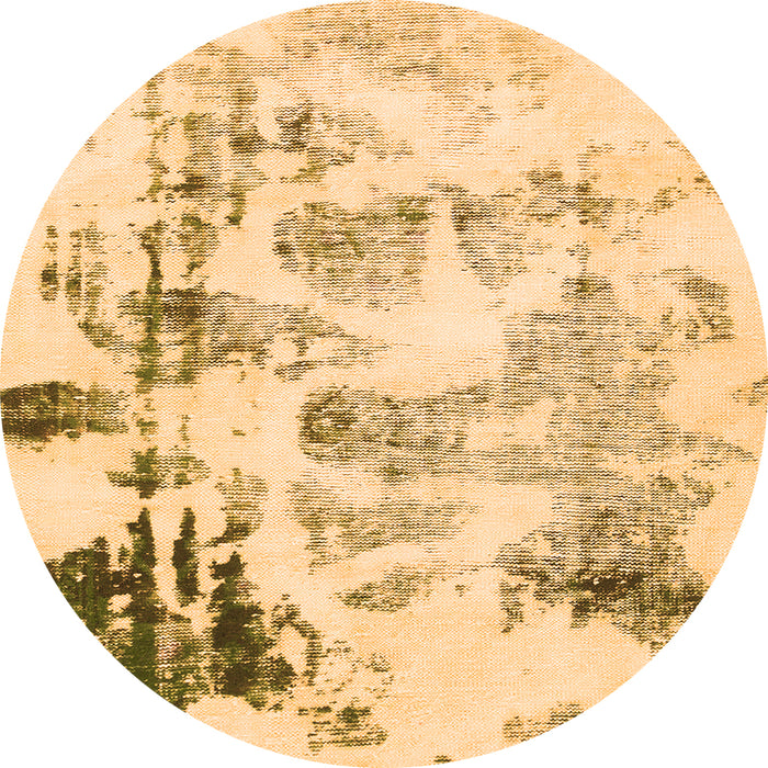 Round Machine Washable Abstract Orange Modern Area Rugs, wshabs1248org