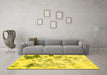 Machine Washable Abstract Yellow Modern Rug in a Living Room, wshabs1248yw