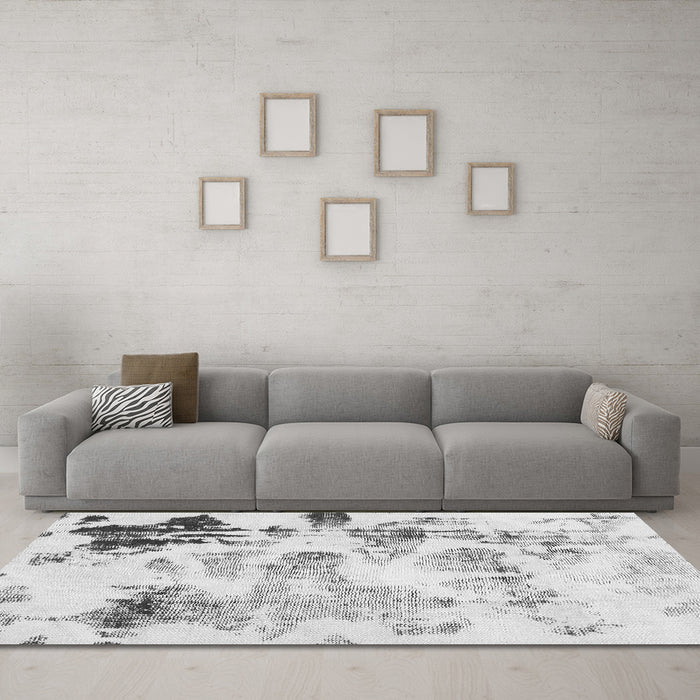 Machine Washable Abstract Gray Modern Rug in a Living Room,, wshabs1248gry