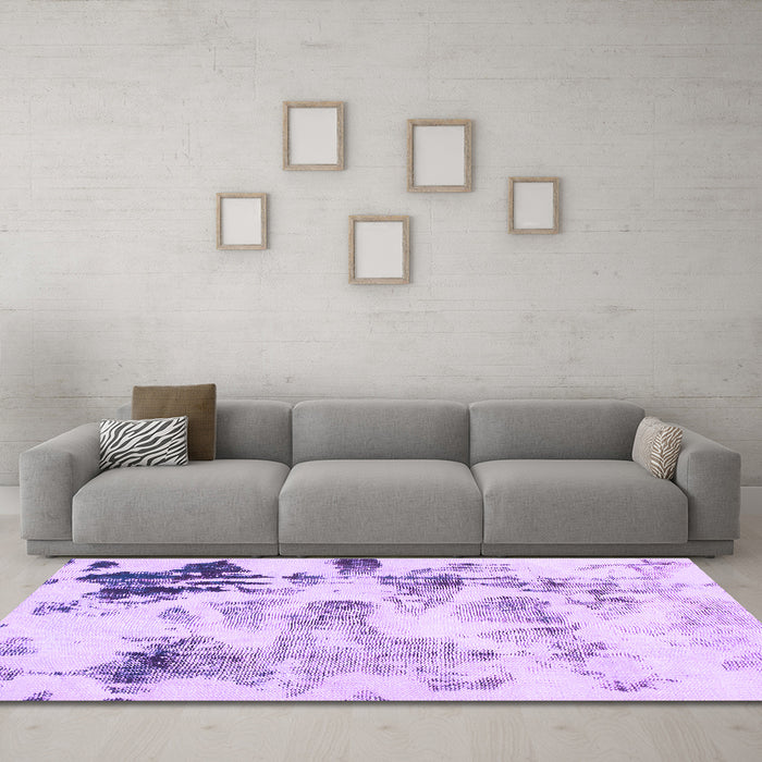 Machine Washable Abstract Purple Modern Area Rugs in a Living Room, wshabs1248pur