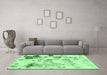 Machine Washable Abstract Emerald Green Modern Area Rugs in a Living Room,, wshabs1248emgrn