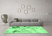 Machine Washable Abstract Green Modern Area Rugs in a Living Room,, wshabs1248grn