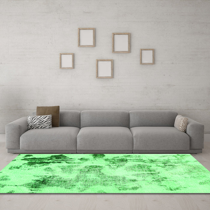 Machine Washable Abstract Green Modern Area Rugs in a Living Room,, wshabs1248grn