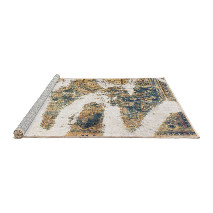 Sideview of Machine Washable Abstract Dark Almond Brown Rug, wshabs1249