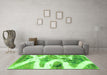 Machine Washable Abstract Green Modern Area Rugs in a Living Room,, wshabs1249grn