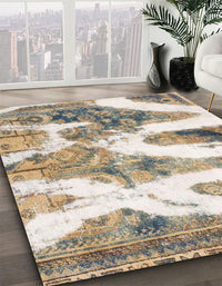 Abstract Dark Almond Brown Modern Rug, abs1249