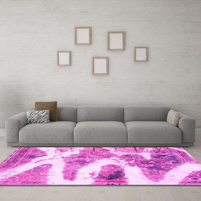 Machine Washable Abstract Pink Modern Rug in a Living Room, wshabs1249pnk