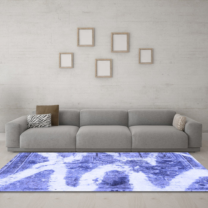 Machine Washable Abstract Blue Modern Rug in a Living Room, wshabs1249blu