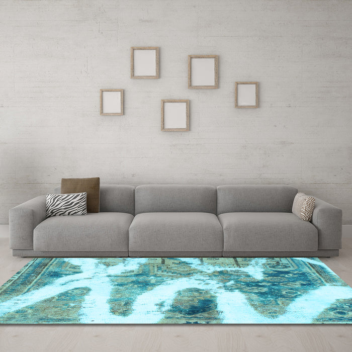 Machine Washable Abstract Light Blue Modern Rug in a Living Room, wshabs1249lblu