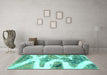 Machine Washable Abstract Turquoise Modern Area Rugs in a Living Room,, wshabs1249turq