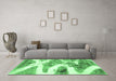 Machine Washable Abstract Emerald Green Modern Area Rugs in a Living Room,, wshabs1249emgrn