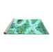 Sideview of Machine Washable Abstract Turquoise Modern Area Rugs, wshabs1249turq