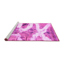 Sideview of Machine Washable Abstract Pink Modern Rug, wshabs1249pnk