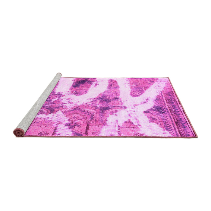 Sideview of Machine Washable Abstract Pink Modern Rug, wshabs1249pnk