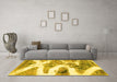 Machine Washable Abstract Yellow Modern Rug in a Living Room, wshabs1249yw