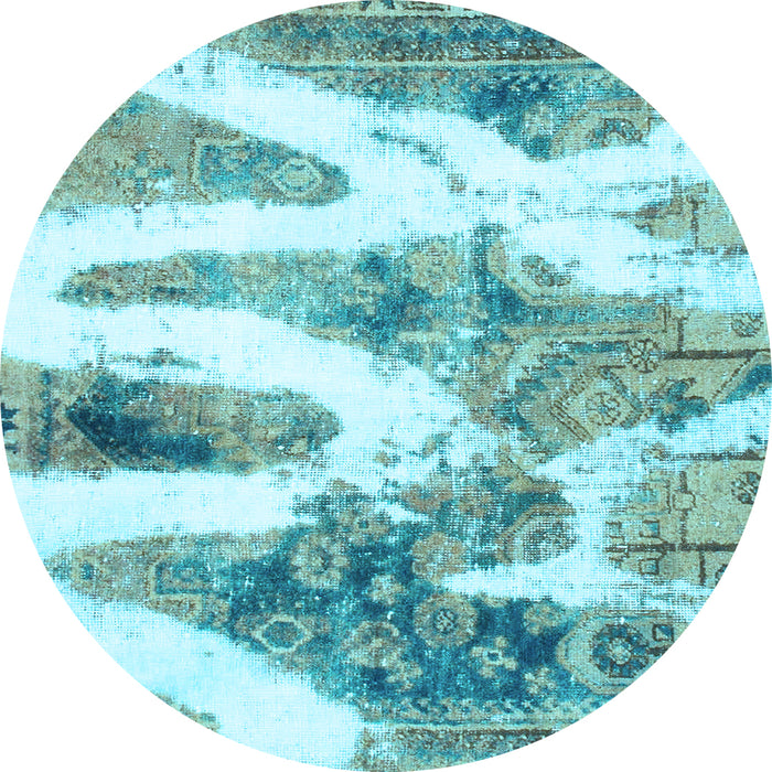 Round Abstract Light Blue Modern Rug, abs1249lblu