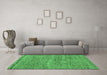 Machine Washable Abstract Emerald Green Modern Area Rugs in a Living Room,, wshabs124emgrn