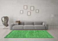 Machine Washable Abstract Emerald Green Modern Rug, wshabs124emgrn