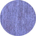 Round Abstract Blue Modern Rug, abs124blu