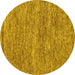 Round Abstract Yellow Modern Rug, abs124yw