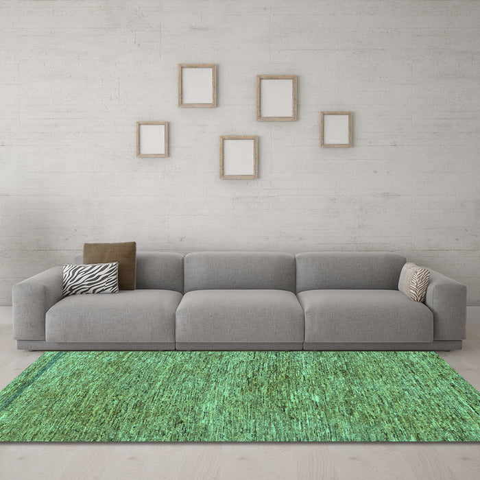 Machine Washable Abstract Turquoise Modern Area Rugs in a Living Room,, wshabs124turq