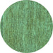 Round Abstract Turquoise Modern Rug, abs124turq