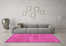 Machine Washable Abstract Pink Modern Rug in a Living Room, wshabs124pnk