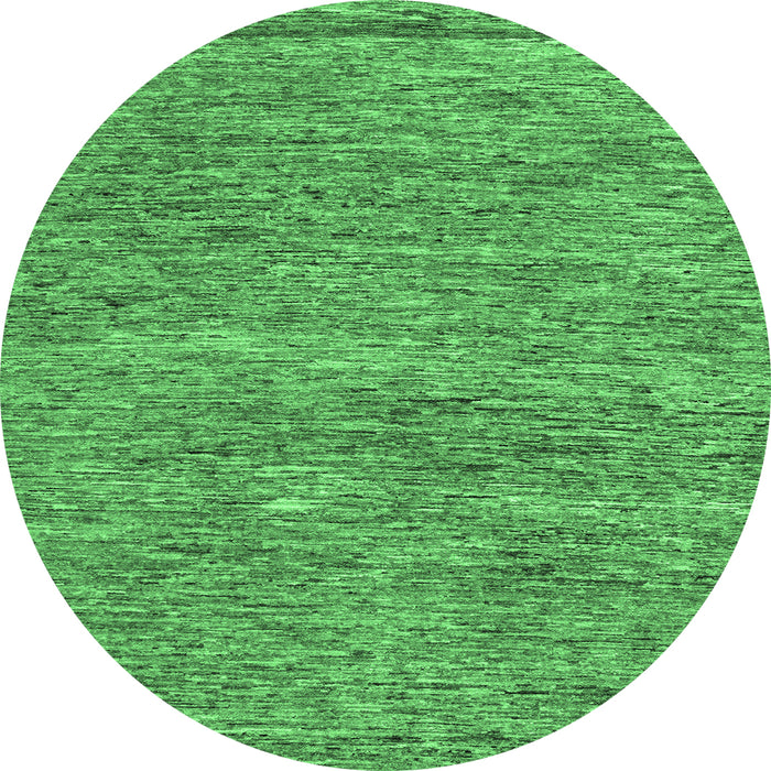 Round Machine Washable Abstract Emerald Green Modern Area Rugs, wshabs124emgrn
