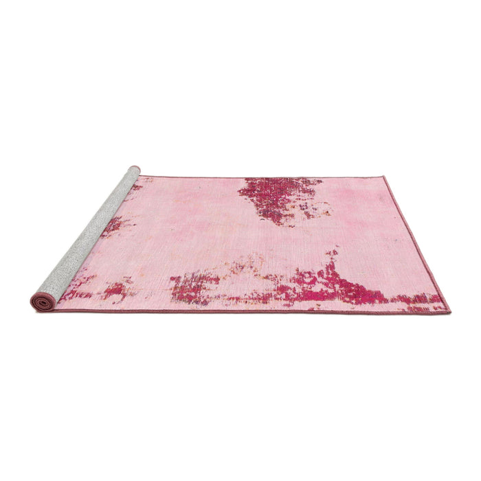 Sideview of Machine Washable Abstract Pink Rug, wshabs1250