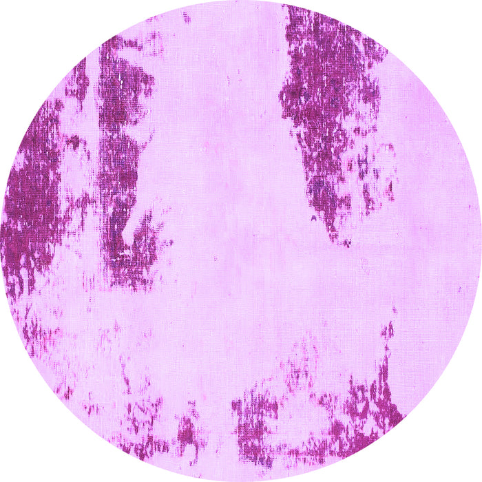 Round Machine Washable Abstract Purple Modern Area Rugs, wshabs1250pur