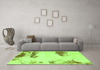 Machine Washable Abstract Green Modern Rug, wshabs1250grn