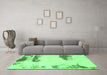 Machine Washable Abstract Emerald Green Modern Area Rugs in a Living Room,, wshabs1250emgrn