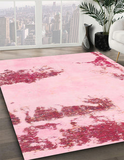 Machine Washable Abstract Pink Rug in a Family Room, wshabs1250