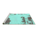 Sideview of Machine Washable Abstract Turquoise Modern Area Rugs, wshabs1250turq