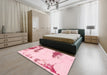 Machine Washable Abstract Pink Rug in a Bedroom, wshabs1250