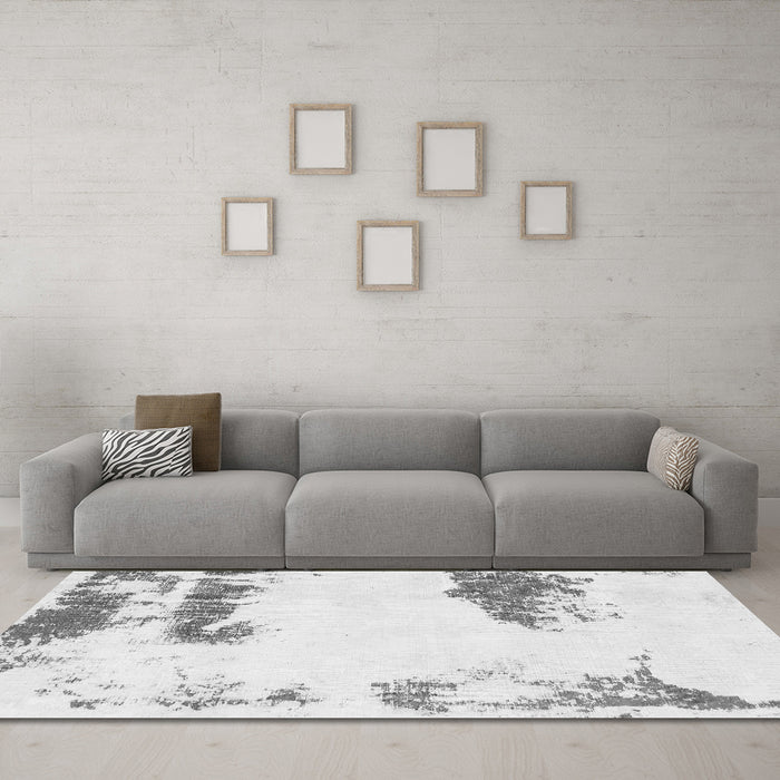 Machine Washable Abstract Gray Modern Rug in a Living Room,, wshabs1250gry