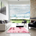 Square Abstract Pink Modern Rug in a Living Room, abs1250