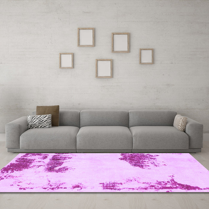 Machine Washable Abstract Purple Modern Area Rugs in a Living Room, wshabs1250pur