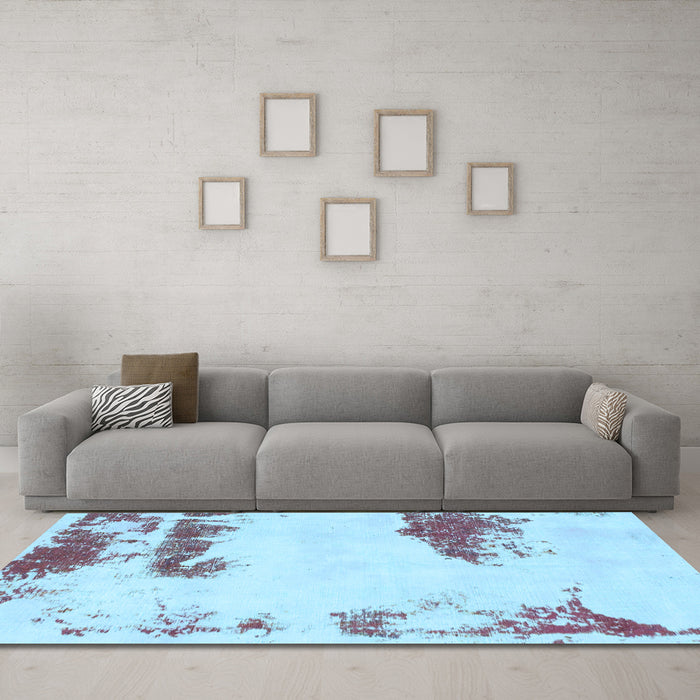 Machine Washable Abstract Light Blue Modern Rug in a Living Room, wshabs1250lblu