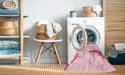 Machine Washable Abstract Pink Rug in a Washing Machine, wshabs1250