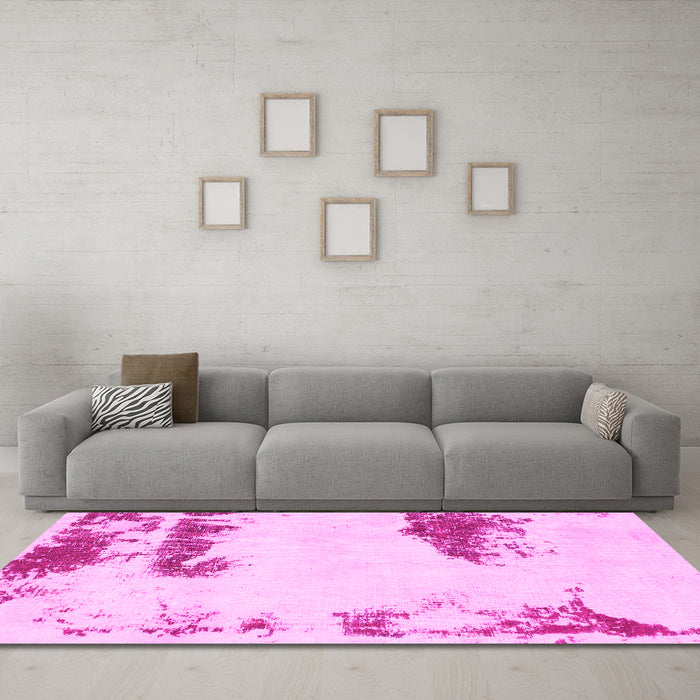 Machine Washable Abstract Pink Modern Rug in a Living Room, wshabs1250pnk