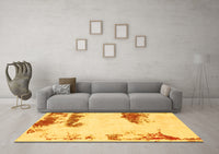 Machine Washable Abstract Yellow Modern Rug, wshabs1250yw