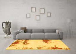 Machine Washable Abstract Yellow Modern Rug in a Living Room, wshabs1250yw