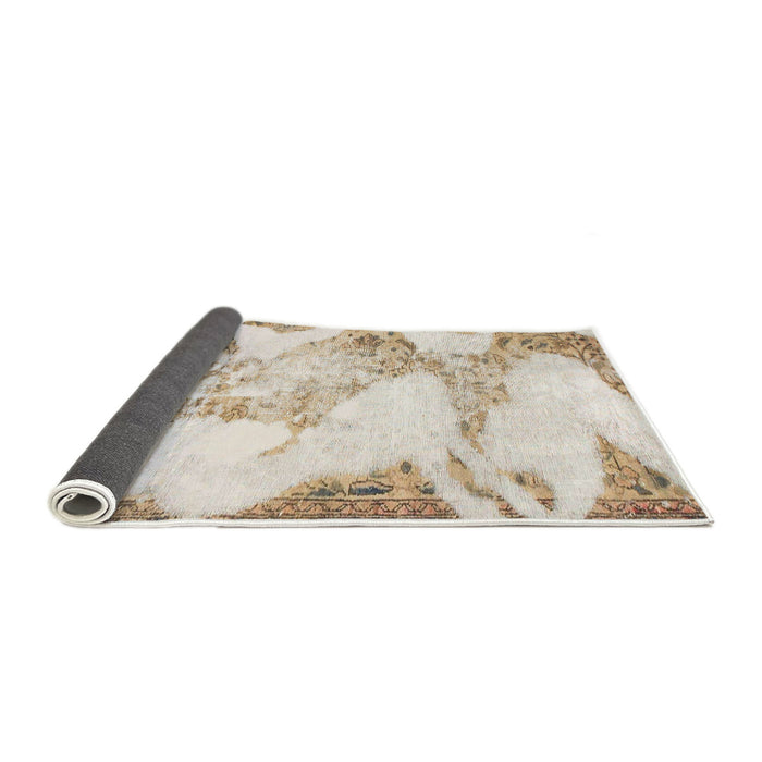 Sideview of Abstract Champagne Beige Modern Rug, abs1251