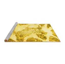 Sideview of Machine Washable Abstract Yellow Modern Rug, wshabs1251yw
