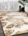 Machine Washable Abstract Champagne Beige Rug in a Family Room, wshabs1251