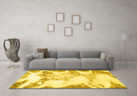 Machine Washable Abstract Yellow Modern Rug, wshabs1251yw