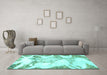 Machine Washable Abstract Turquoise Modern Area Rugs in a Living Room,, wshabs1251turq