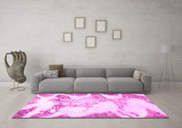 Machine Washable Abstract Pink Modern Rug, wshabs1251pnk