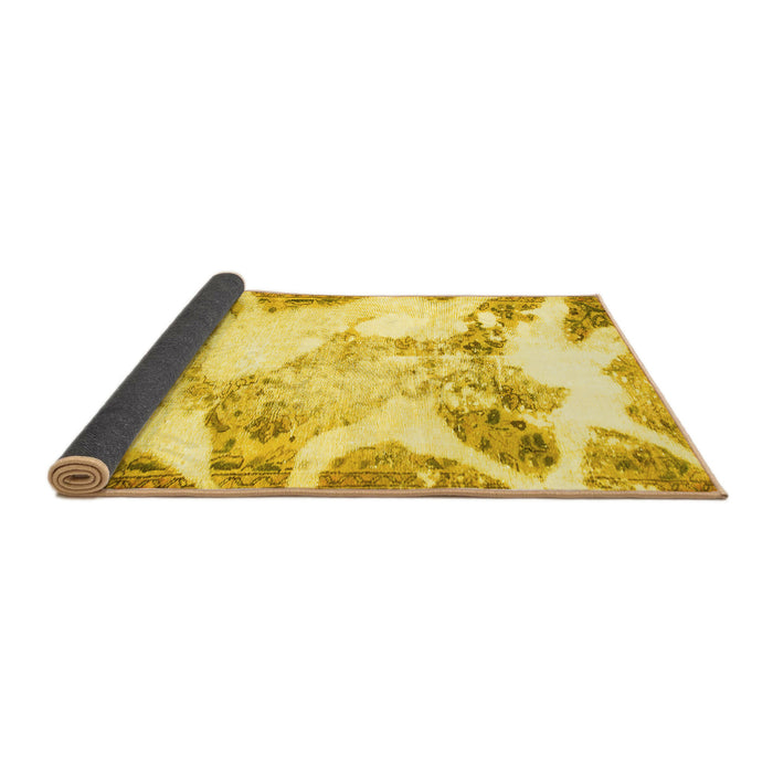 Sideview of Abstract Yellow Modern Rug, abs1251yw